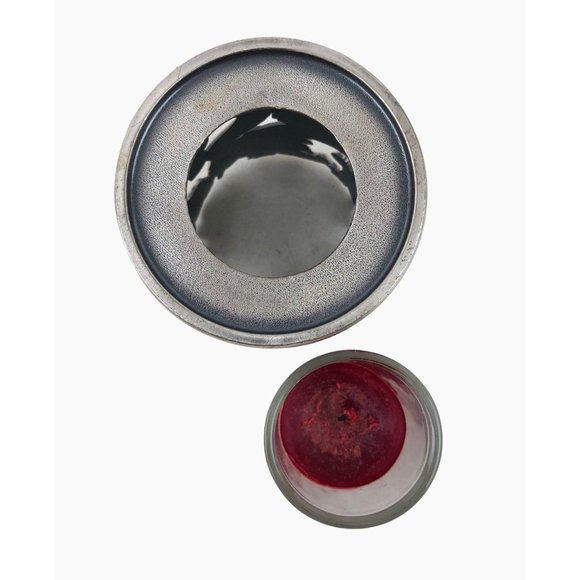 Vintage Peace On Earth Candle Votive Holder Pewter Christmas Holiday Santa - Picture 10 of 10